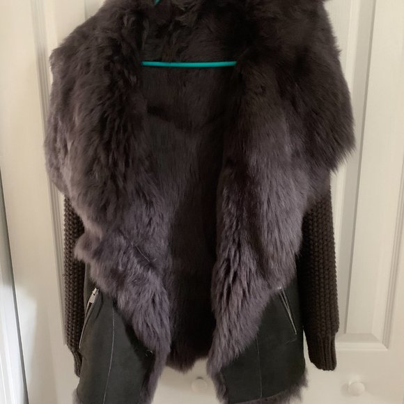 New Armando Diaz Stylish, Beautiful, Gray Genuine Toscana Lamb Shearling Jacket - Picture 3 of 9